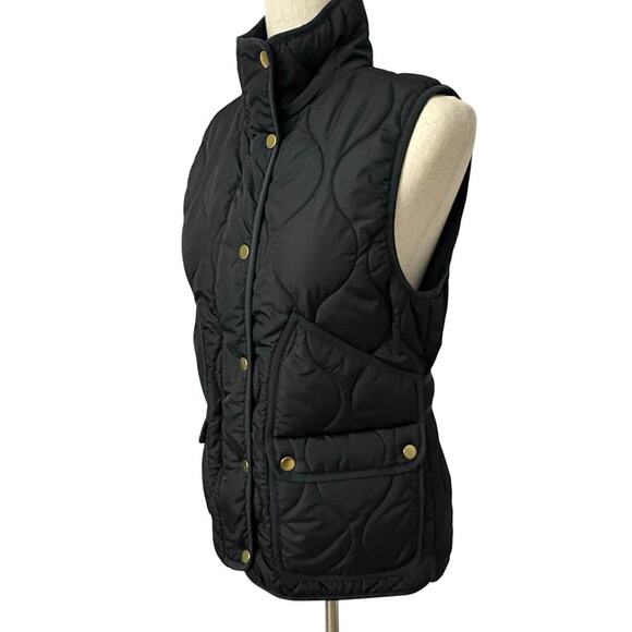 J.Crew Black Quilted Signature Puffer Vest Women’s S PrimaLoft Water Repellent - Picture 3 of 13